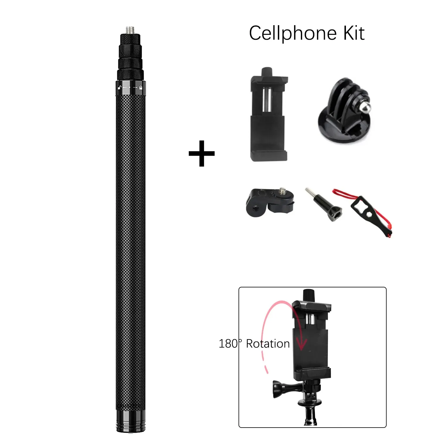 Carbon Fiber Selfie Stick -  Bullet Time Rotating Handle