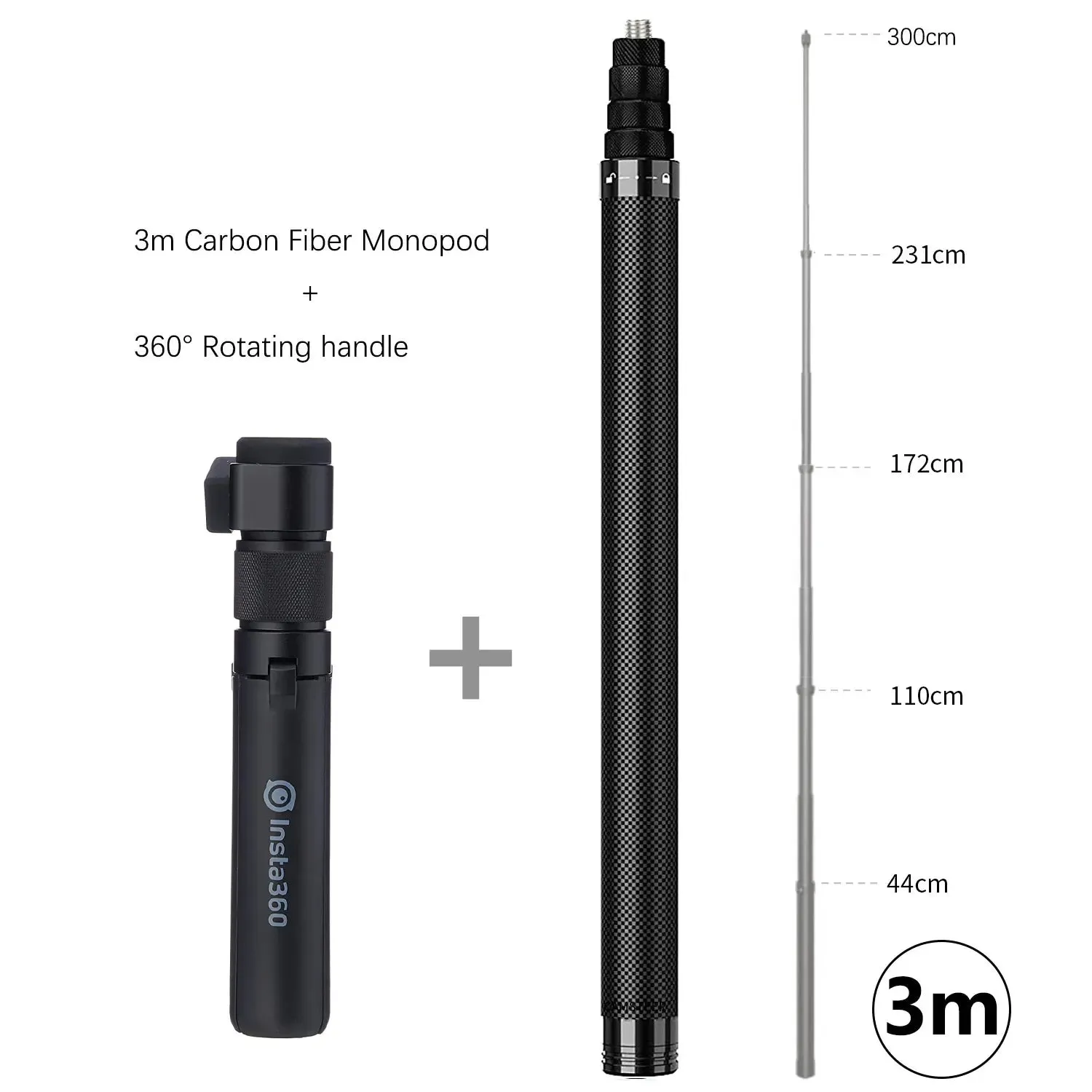 Carbon Fiber Selfie Stick -  Bullet Time Rotating Handle