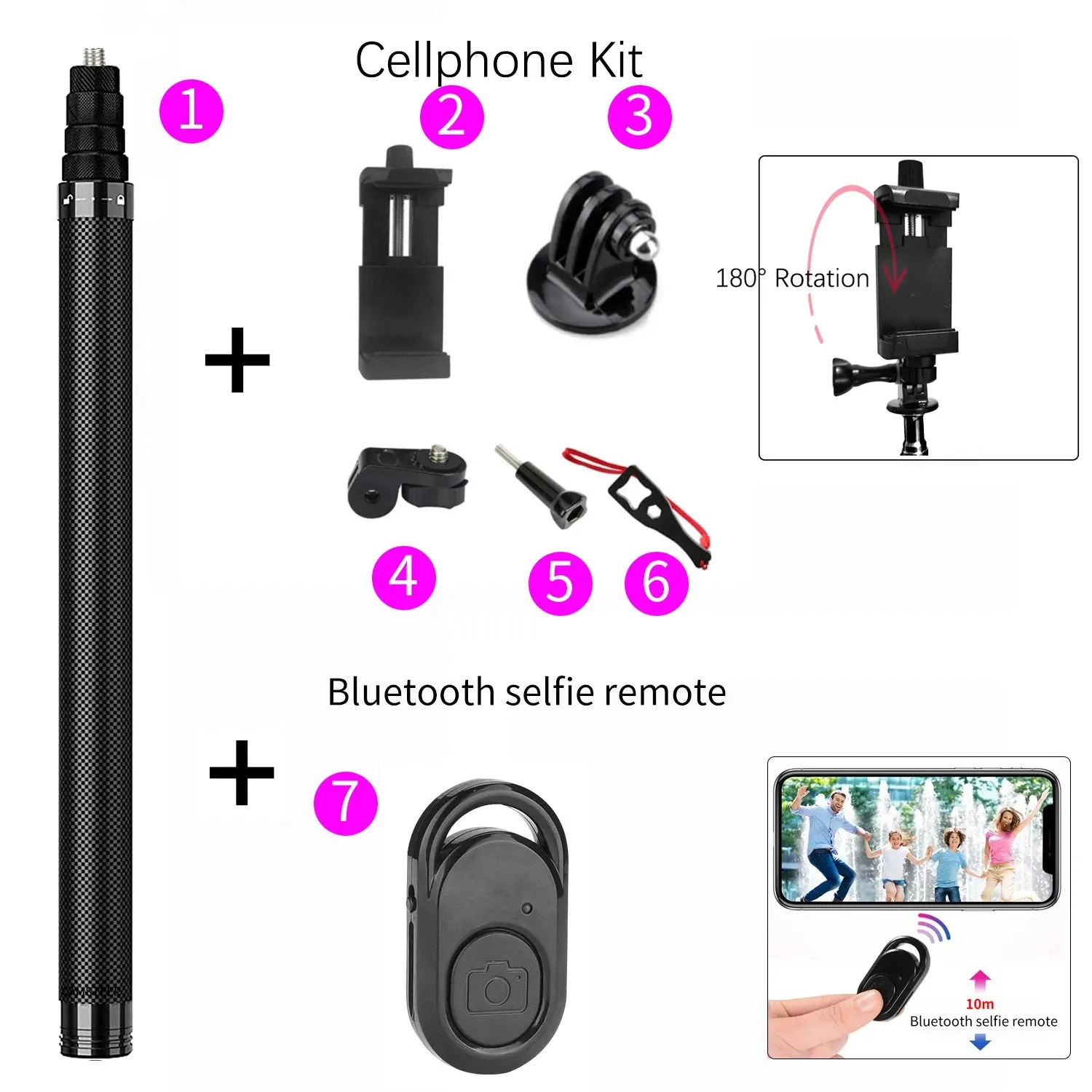 Carbon Fiber Selfie Stick -  Bullet Time Rotating Handle