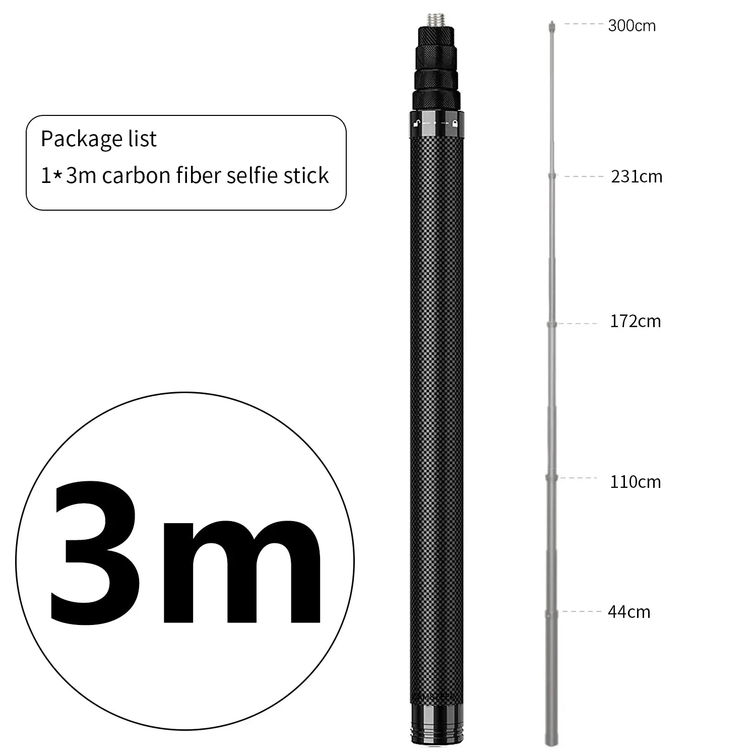 Carbon Fiber Selfie Stick -  Bullet Time Rotating Handle