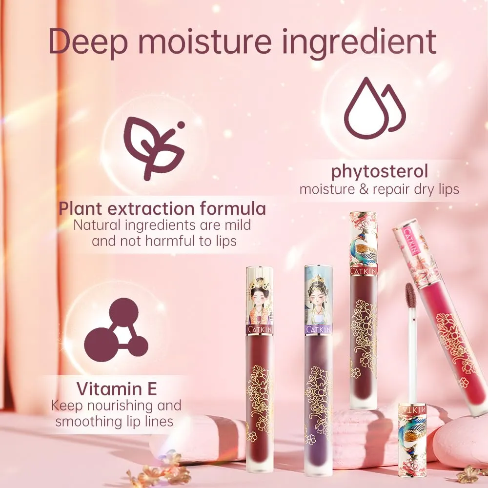 Catkin Semi Matte Liquid Lipstick Lip Gloss for Women Tinted High Pigmented, Waterproof Long Lasting Moisturizing Smooth Velvet Effect (C03)