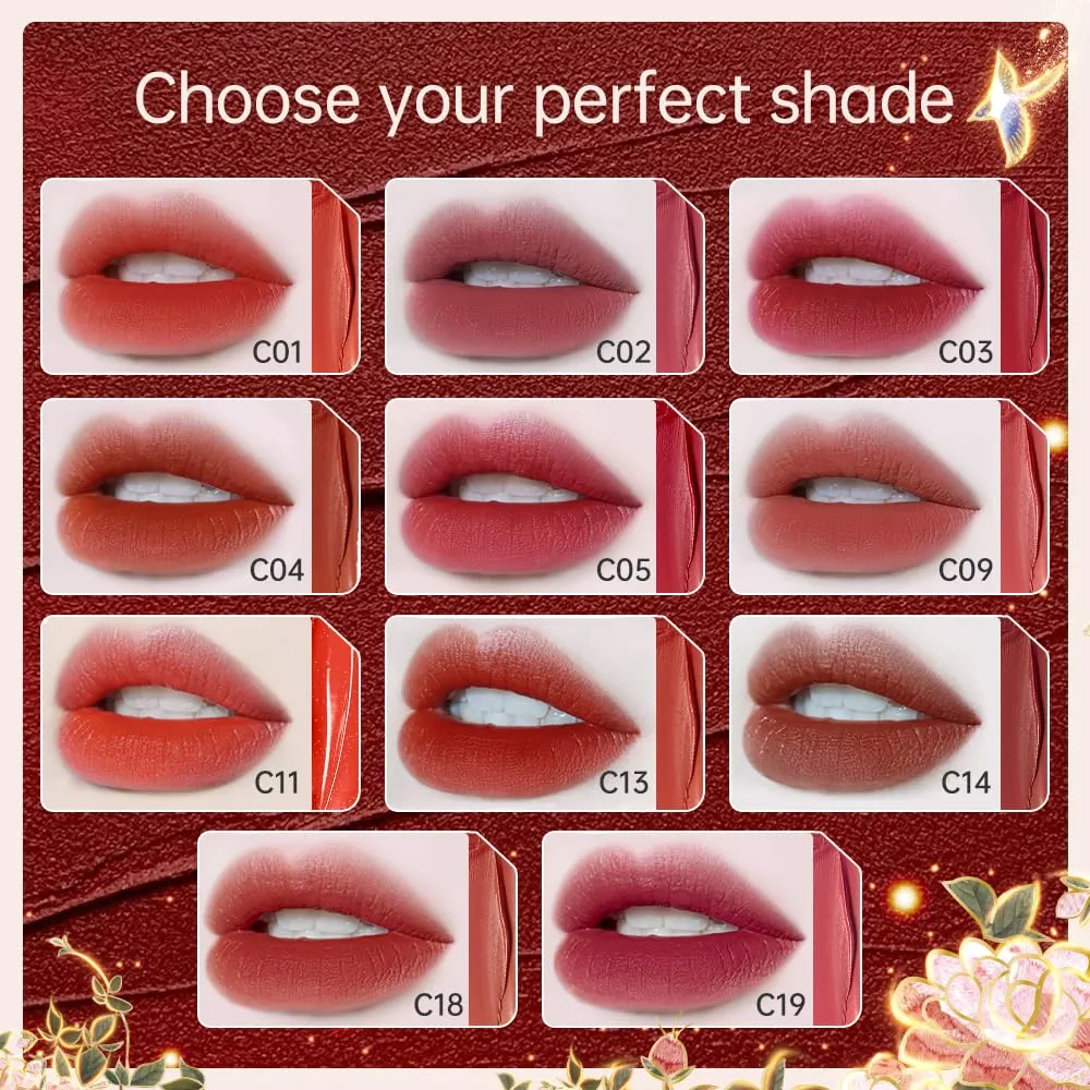 Catkin Semi Matte Liquid Lipstick Lip Gloss for Women Tinted High Pigmented, Waterproof Long Lasting Moisturizing Smooth Velvet Effect (C03)