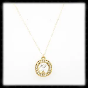 #CDCZ5- Sparkling Cz Cushion Necklace- Clear Gold