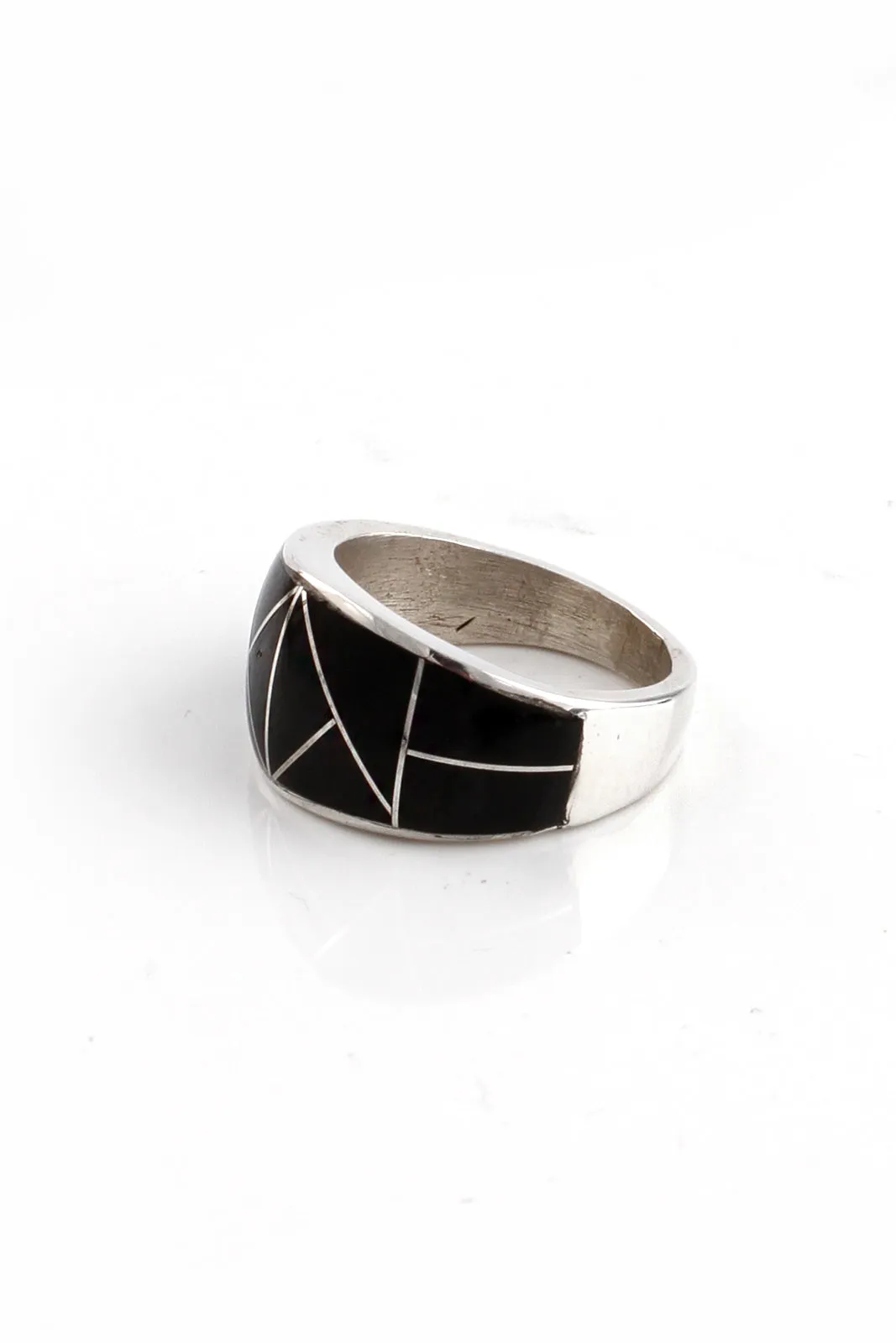 Channel Inlay Onyx Band Ring (Size 5.75)