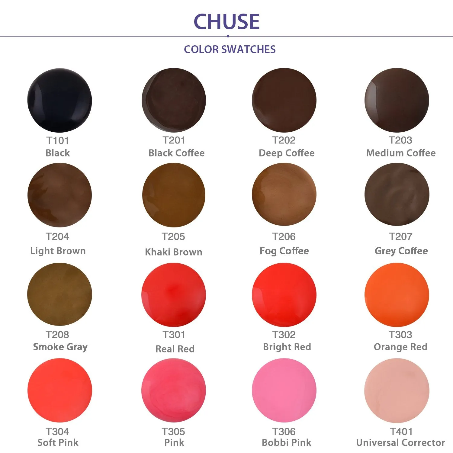 CHUSE PMU Eyebrow Pigments 0.4oz/12ml (T204 Light Brown)