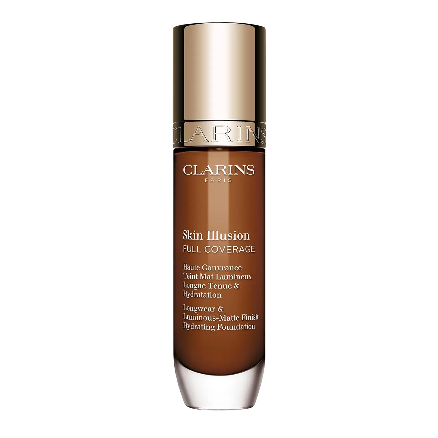Clarins NEW Skin Illusion Longwear Full Coverage Foundation | Luminous Matte Finish | 24H* Hold and 24H** Hydration | Natural Looking Complexion | Transfer Proof, Sweat Proof and Smudge Proof