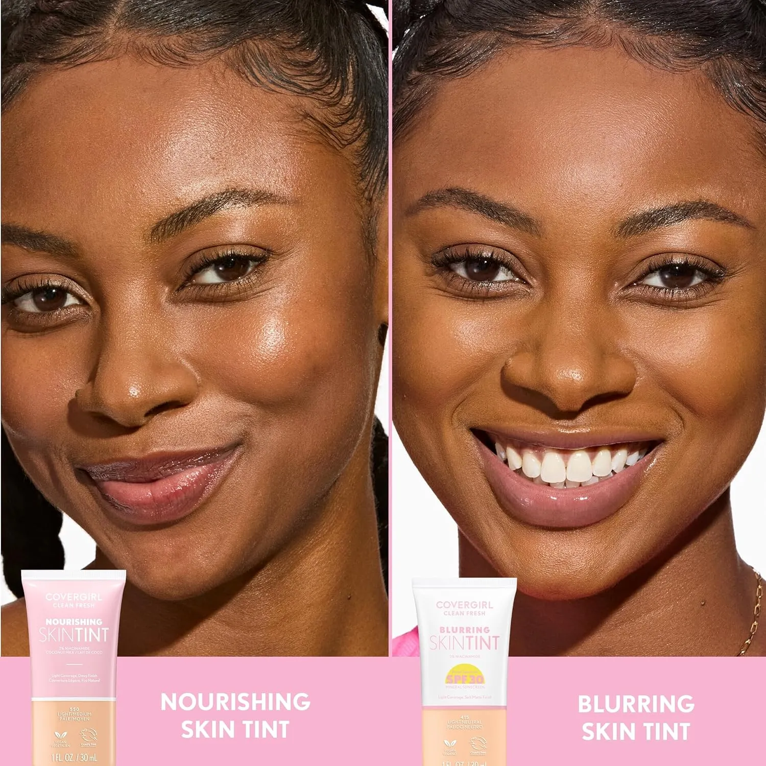 COVERGIRL Clean Fresh Nourishing Skin Tint, 560 Medium, Liquid Foundation, Dewy Finish, Infused with Coconut & Aloe, Vegan Formula