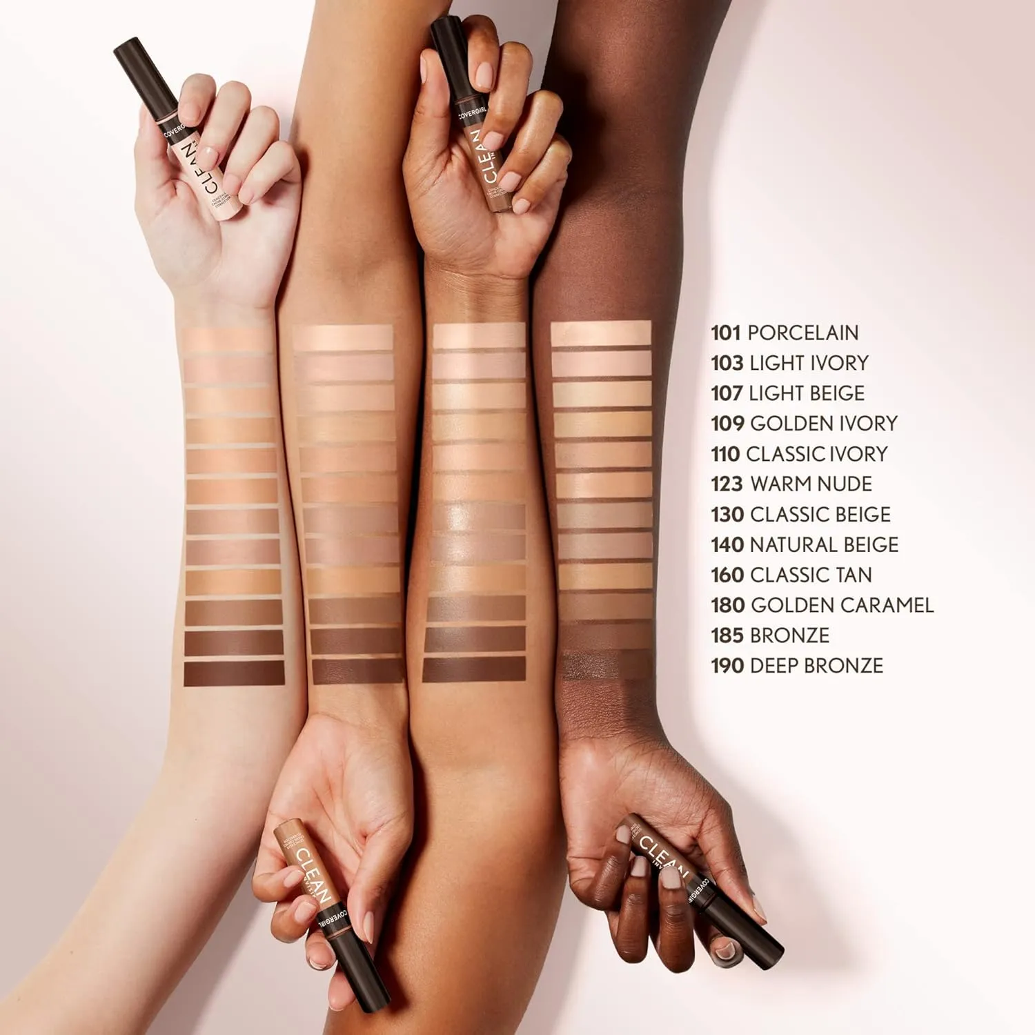 Covergirl Clean Invisible Concealer, Lightweight, Hydrating, Vegan Formula, Deep Bronze 190, 0.23oz