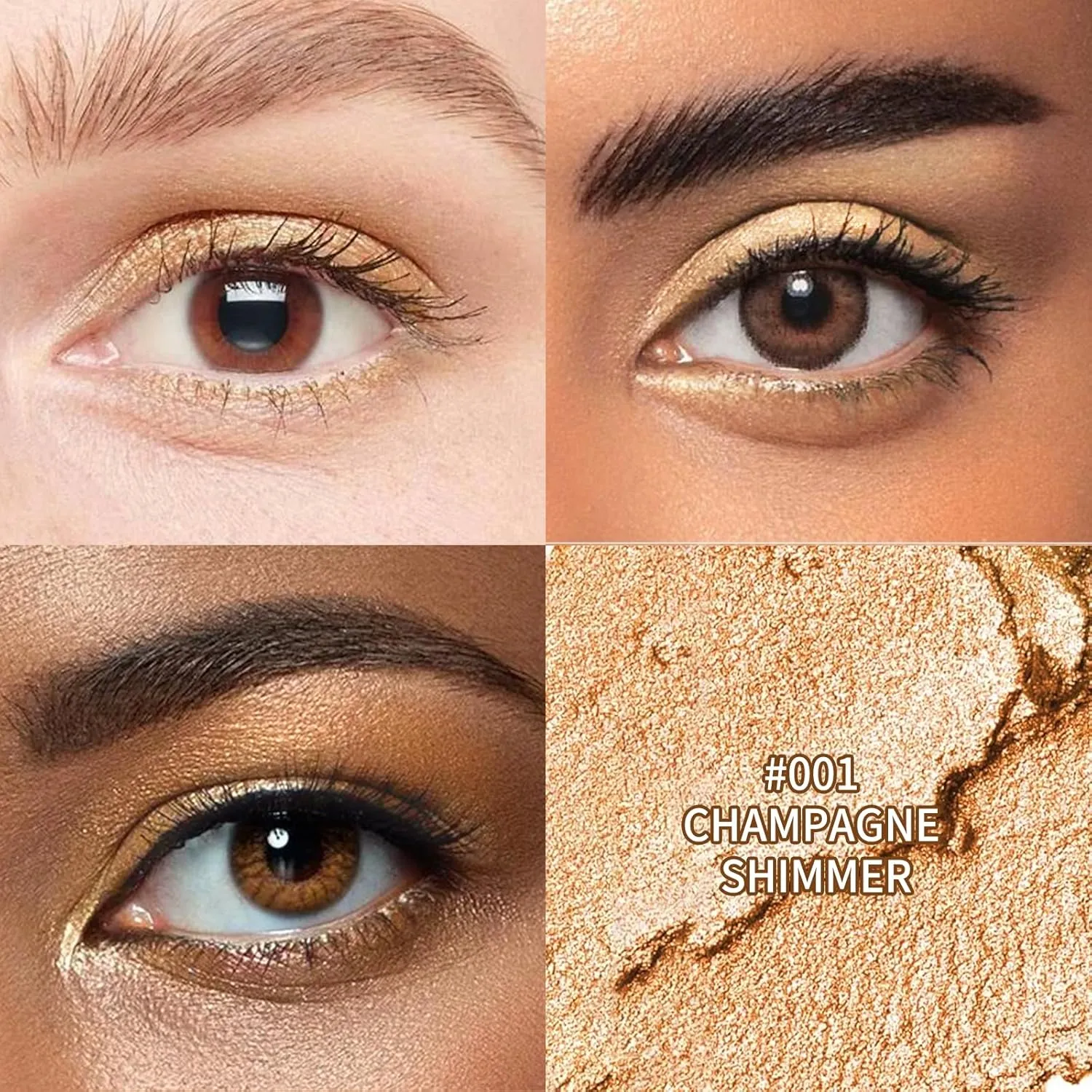 Cream to Powder Waterproof Eyeshadow Stick, Longwear, Easy-to-Apply, Smudge-Proof Shimmer Eyeshadow Pencil (001 Champagne Shimmer)