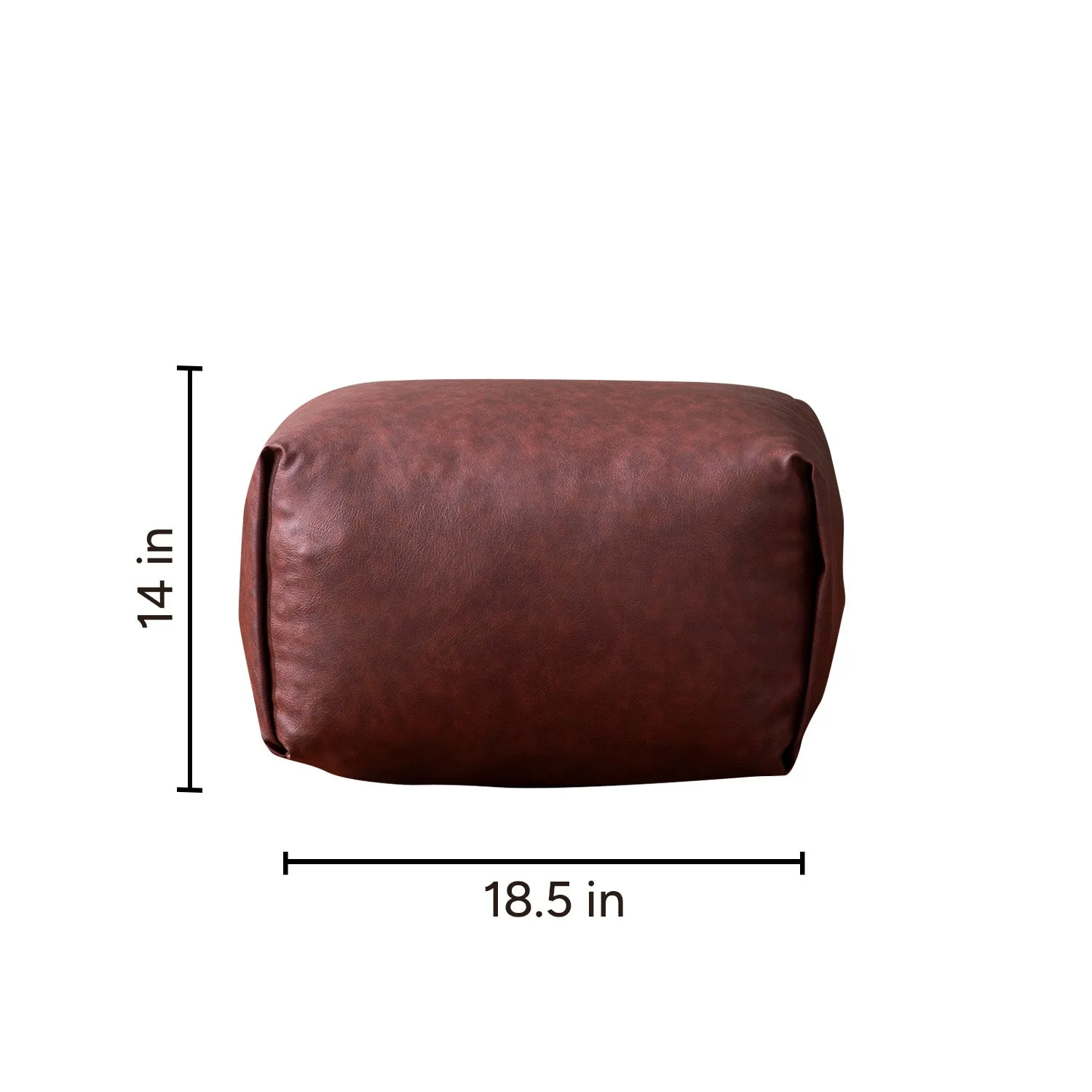 Cube Collection Brown Faux Leather Pouf Ottoman