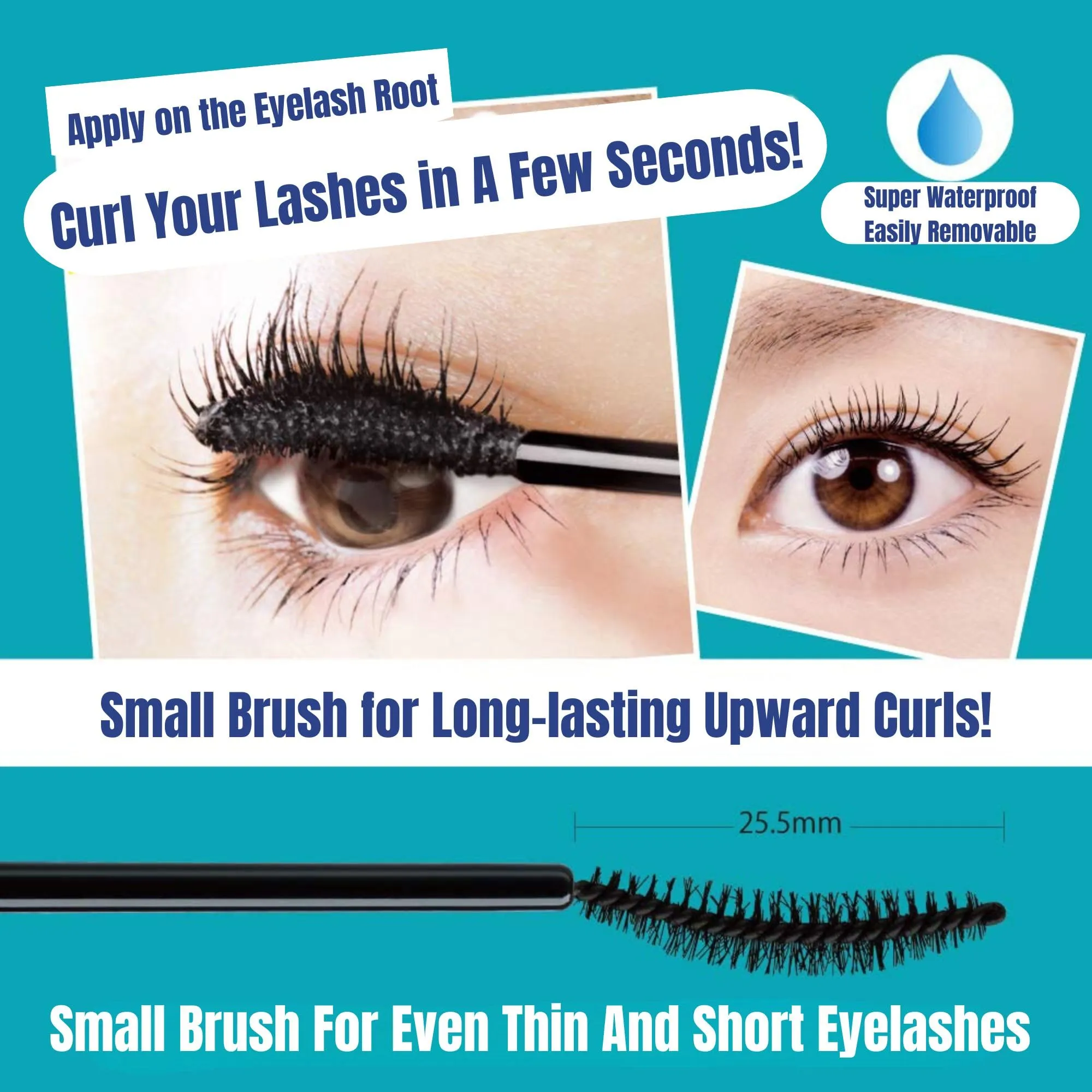 D-UP Curl Keeper Mascara Black with Curved Brush, Long-Lasting, Waterproof & Smudge Resistant Eye Makeup, Japanese Washable Eyelash Mascara Extension