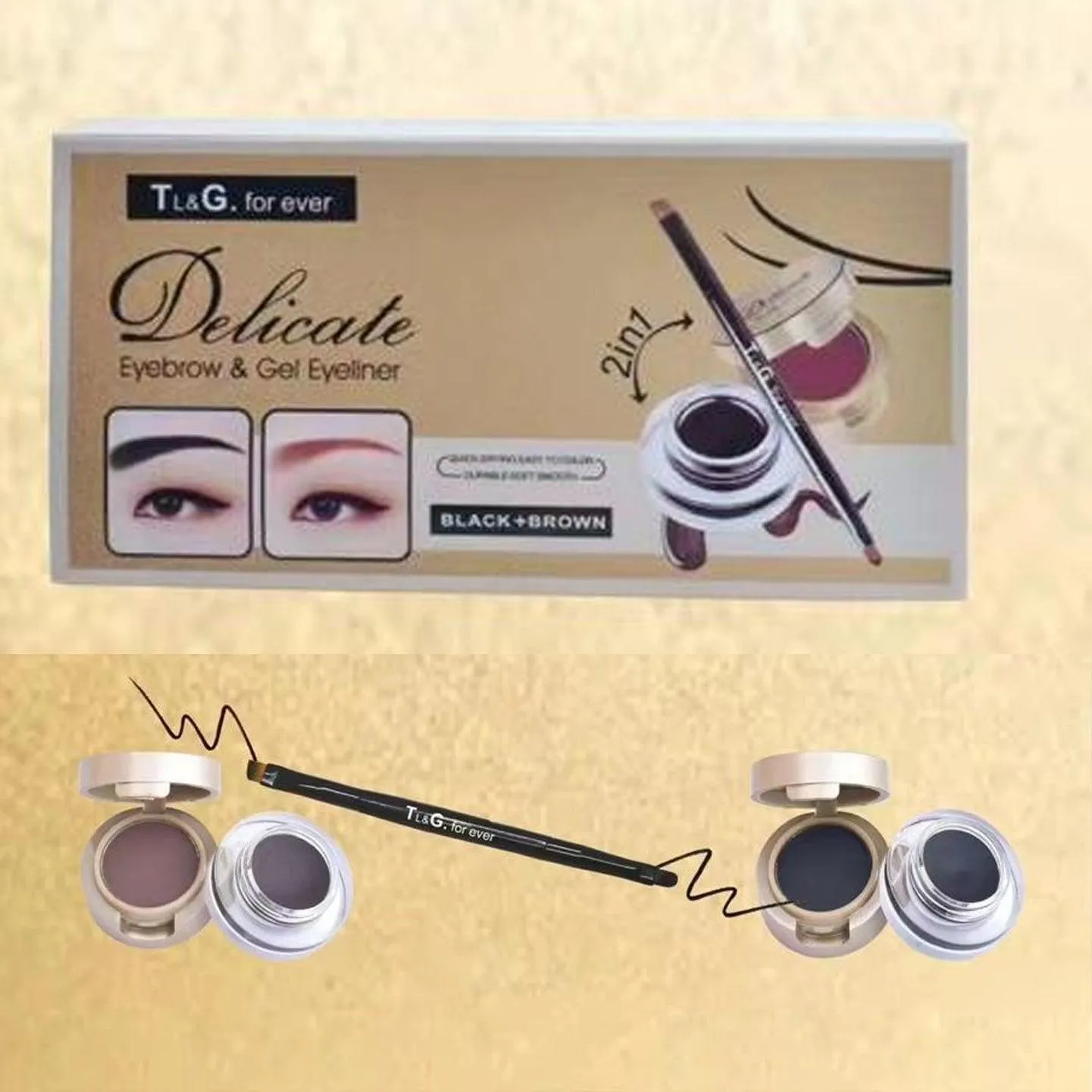 Delicate Eyebrow & Gel Eyeliner Black   Brown