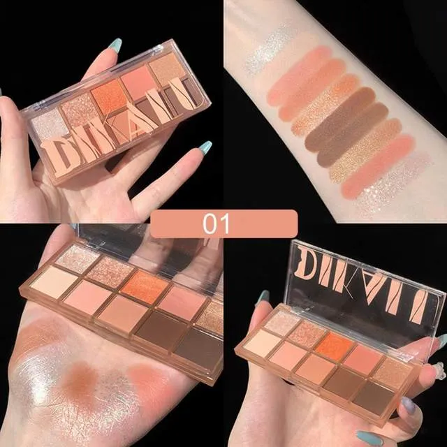 DIKALU Makeup Eyeshadow Palette Long lasting Vibrant Color Mineral Powder Super Glitter Pearly Matte Earth Color Eyeshadow
