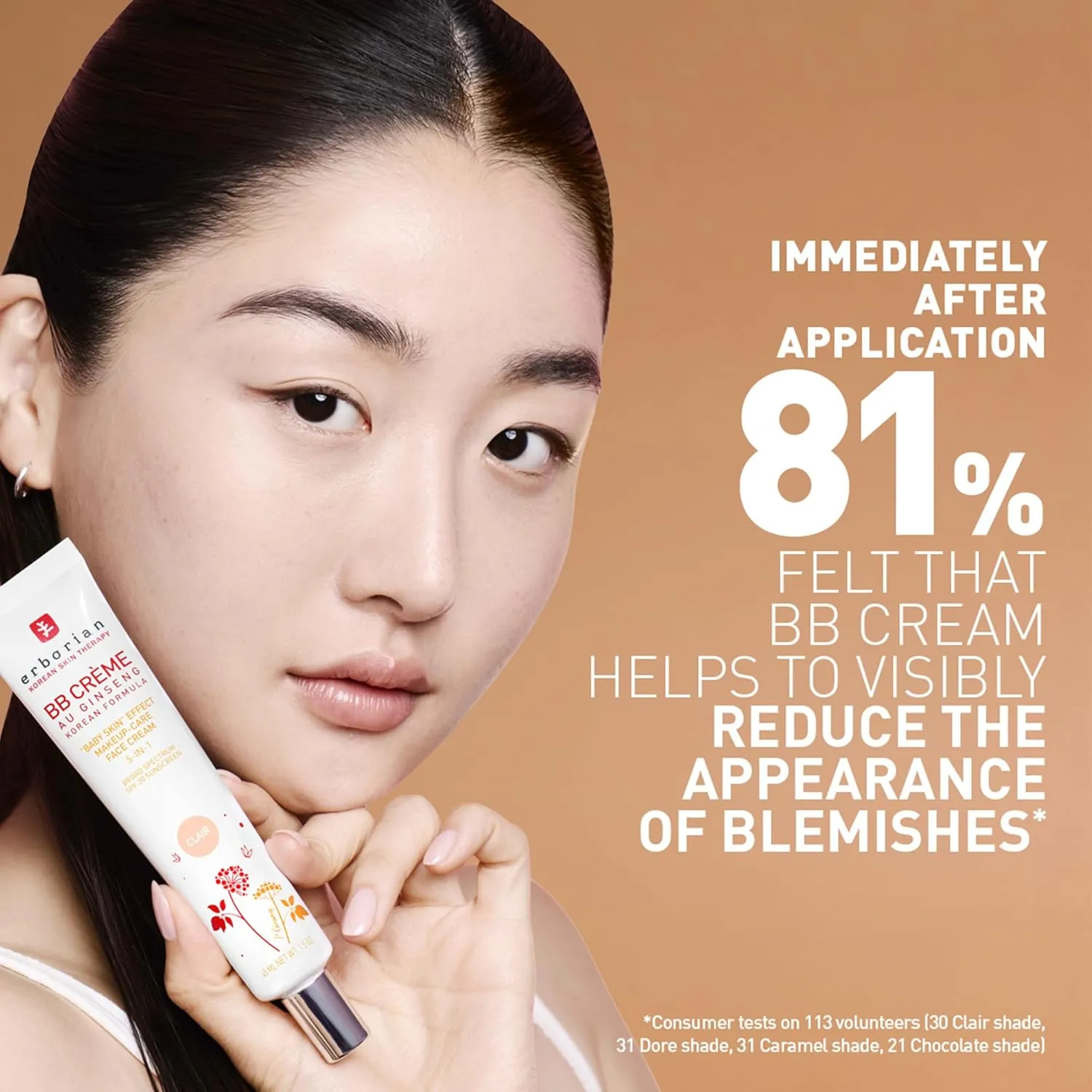 Erborian BB Cream with Ginseng - Lightweight Buildable Coverage with SPF & Ultra-Soft Matte Finish - Korean Face Skincare