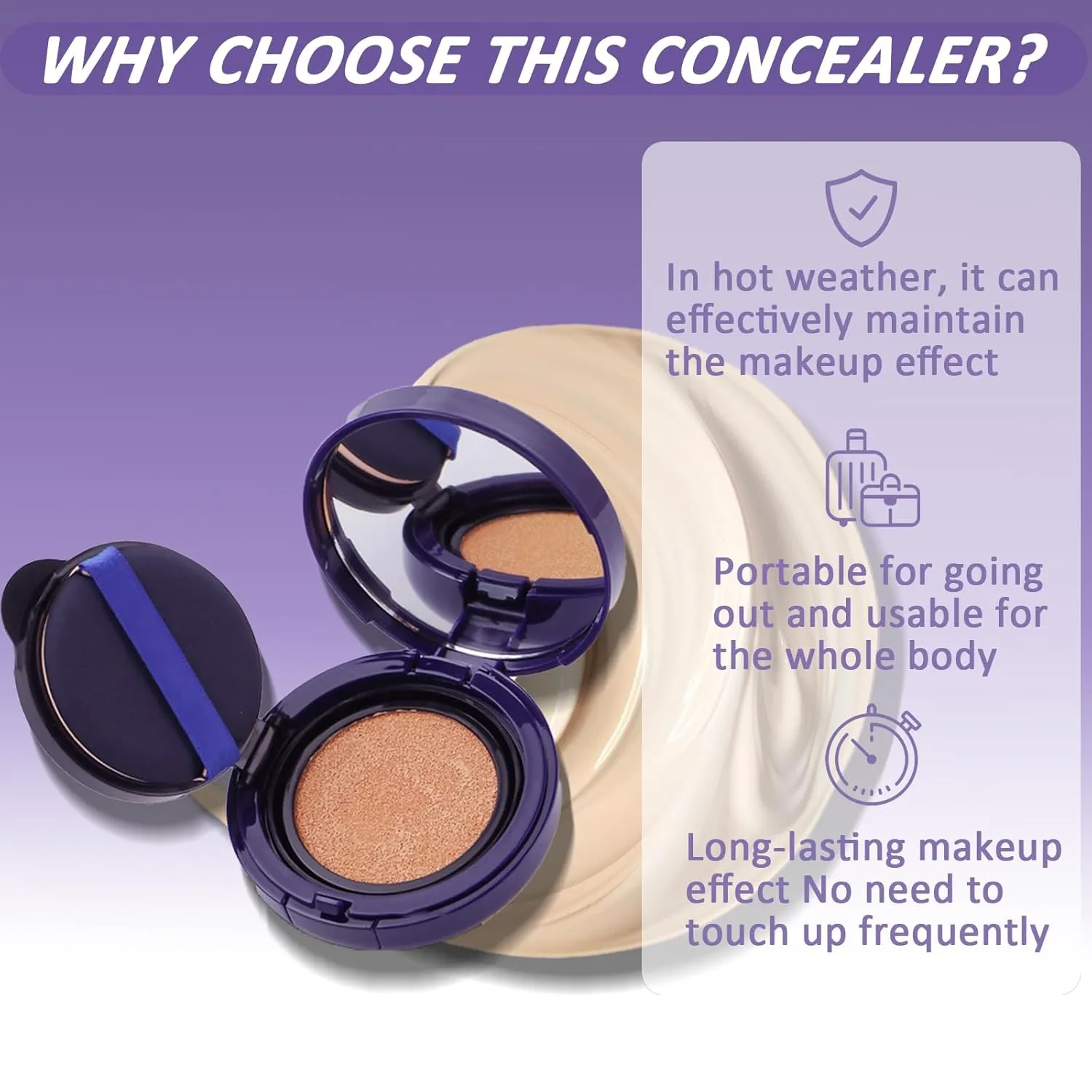 Evanesce Soft Matte Cream Concealer, Waterproof Foundation, Full Coverage, Hydrating Long-Lasting Concealer (#01 Ivory White)