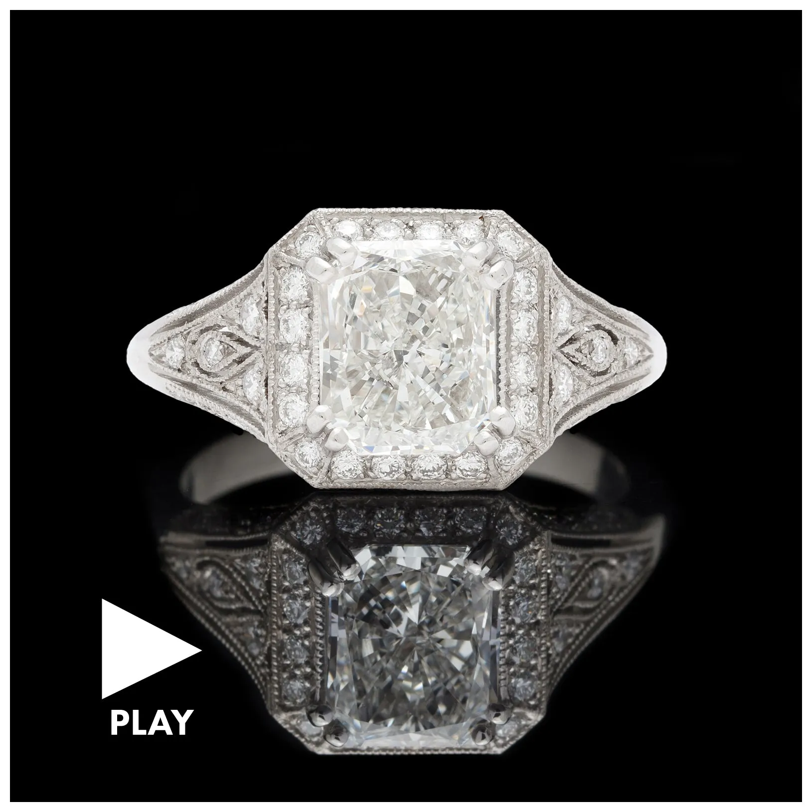 Extraordinary 1.71ct Radiant Cut Diamond in Custom French Platinum Ring