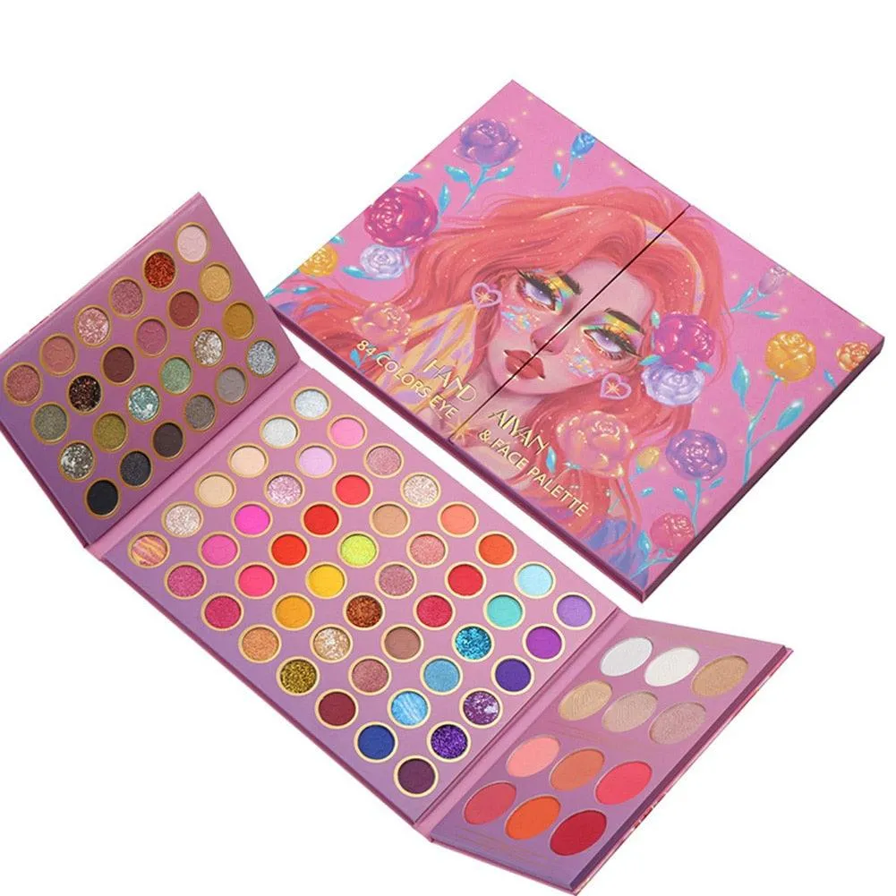 Eyeshadow Blush Highlight Cosmetics Plate  All in One Matte Glitter Pearl Makeup Palette