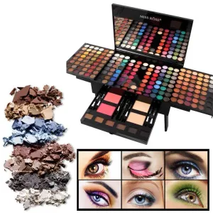 Eyeshadow makeup kit Cosmetic Make up Piano Box Set, 190 Colors, Combination with Eyeshadow /Facial Blusher /Eyebrow Powder /Eyeliner Pencil /Mirror, All-in-1 Makeup Gift Set