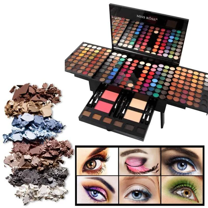Eyeshadow makeup kit Cosmetic Make up Piano Box Set, 190 Colors, Combination with Eyeshadow /Facial Blusher /Eyebrow Powder /Eyeliner Pencil /Mirror, All-in-1 Makeup Gift Set
