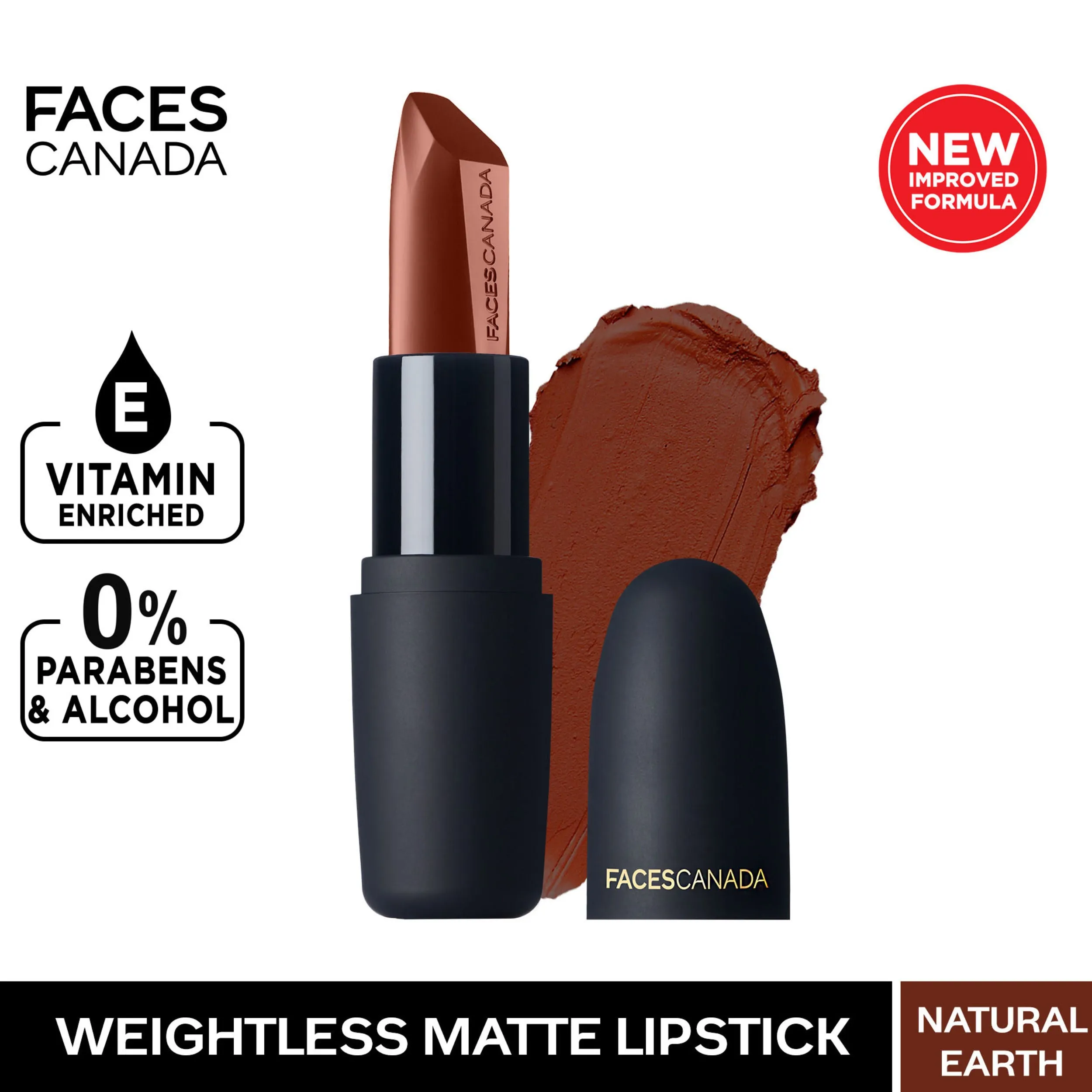 Faces Canada Weightless Matte Lipstick |Jojoba and Almond Oil enriched| Highly pigmented | Smooth One Stroke Weightless Color | Keeps Lips Moisturized | Shade - Natural Earth 4g