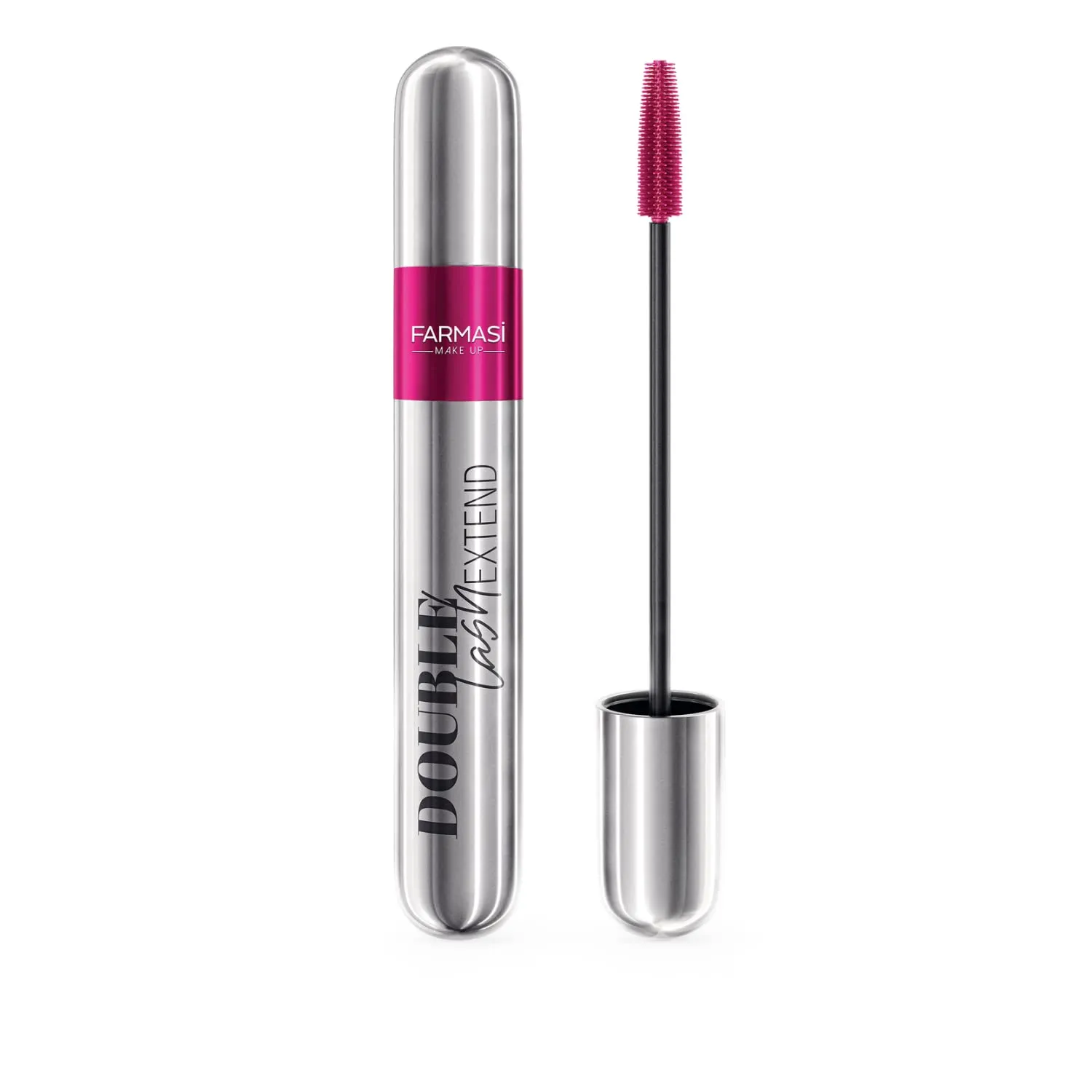FARMASi Double Lash Extend Black Mascara with Eyelash Lengthening Applicator, No Clump Smudge Free Volumizer for Longer, Thicker Lashes, Rotating Silicone Brush