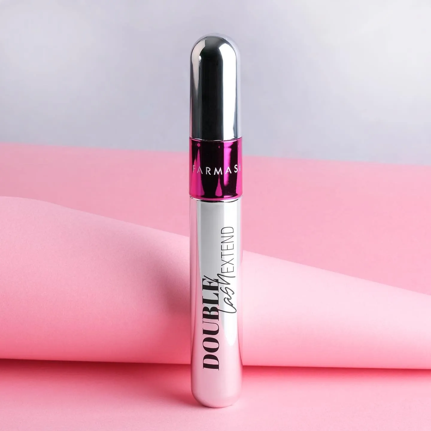 FARMASi Double Lash Extend Black Mascara with Eyelash Lengthening Applicator, No Clump Smudge Free Volumizer for Longer, Thicker Lashes, Rotating Silicone Brush