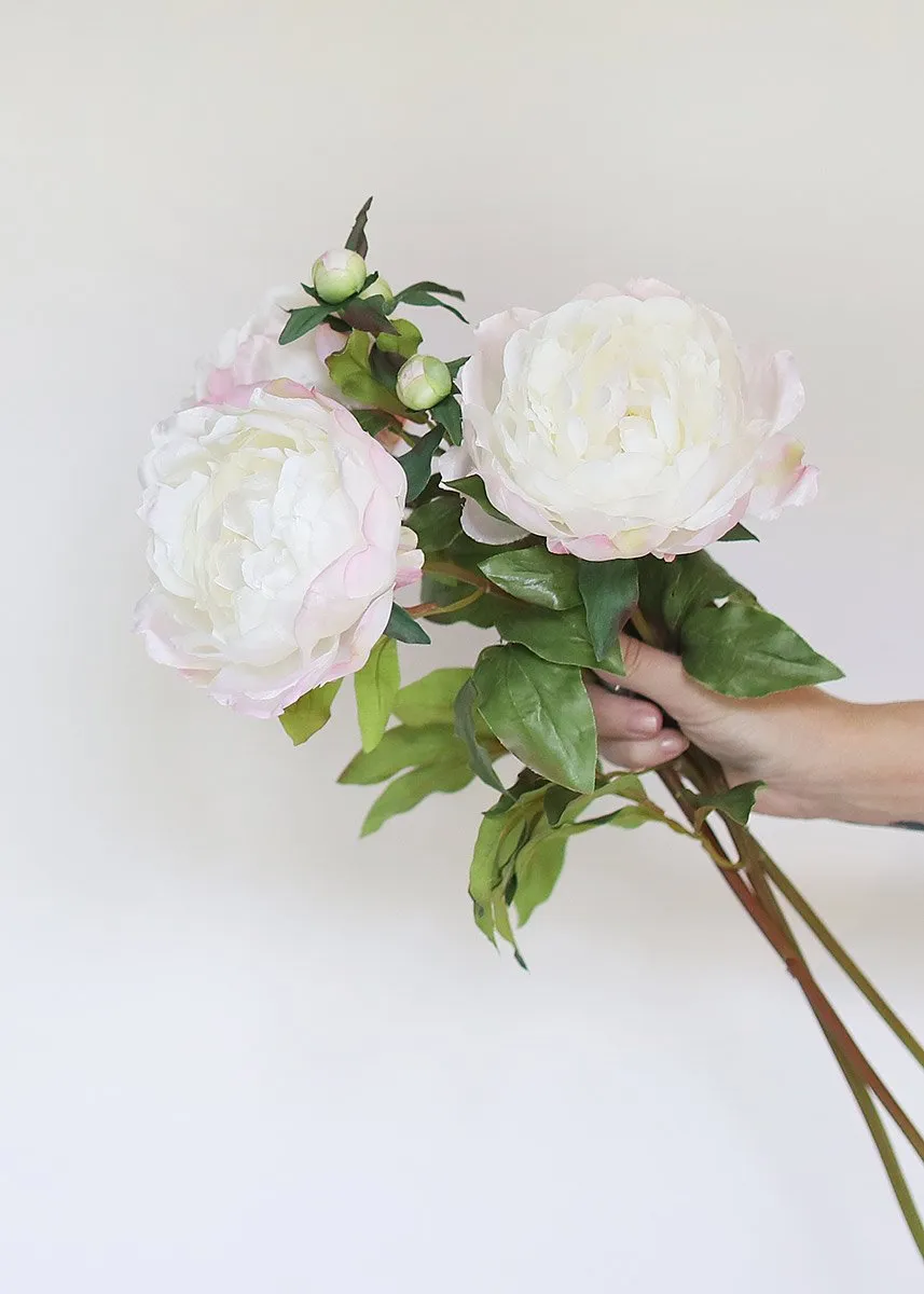 Faux Peony Flower in Cream Blush