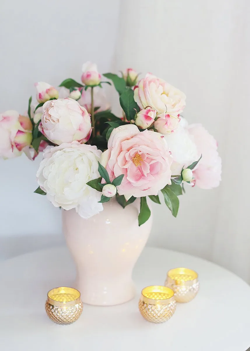 Faux Peony Flower in Cream Blush