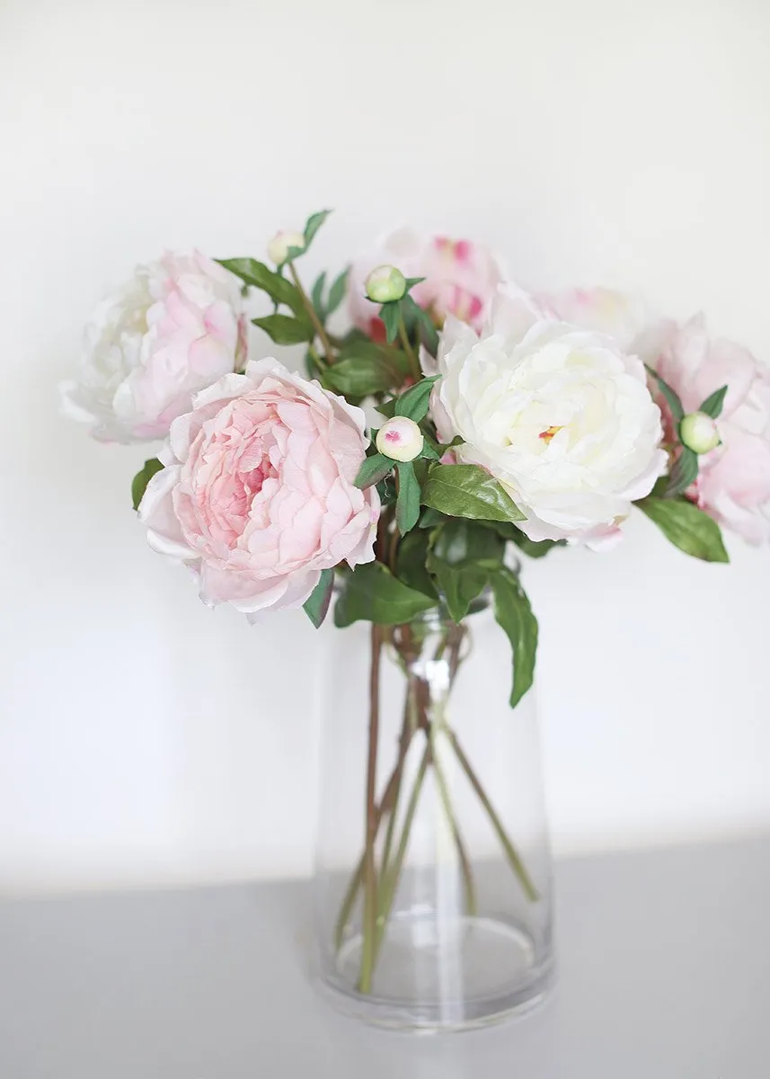 Faux Peony Flower in Cream Blush