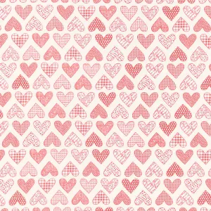 Flirt - Hearts Cream Red Yardage