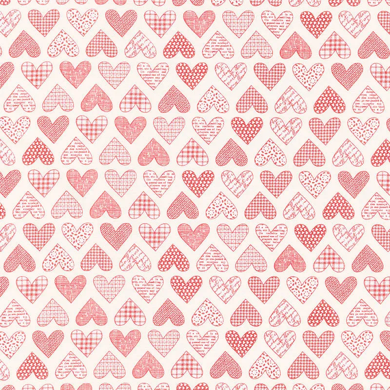 Flirt - Hearts Cream Red Yardage