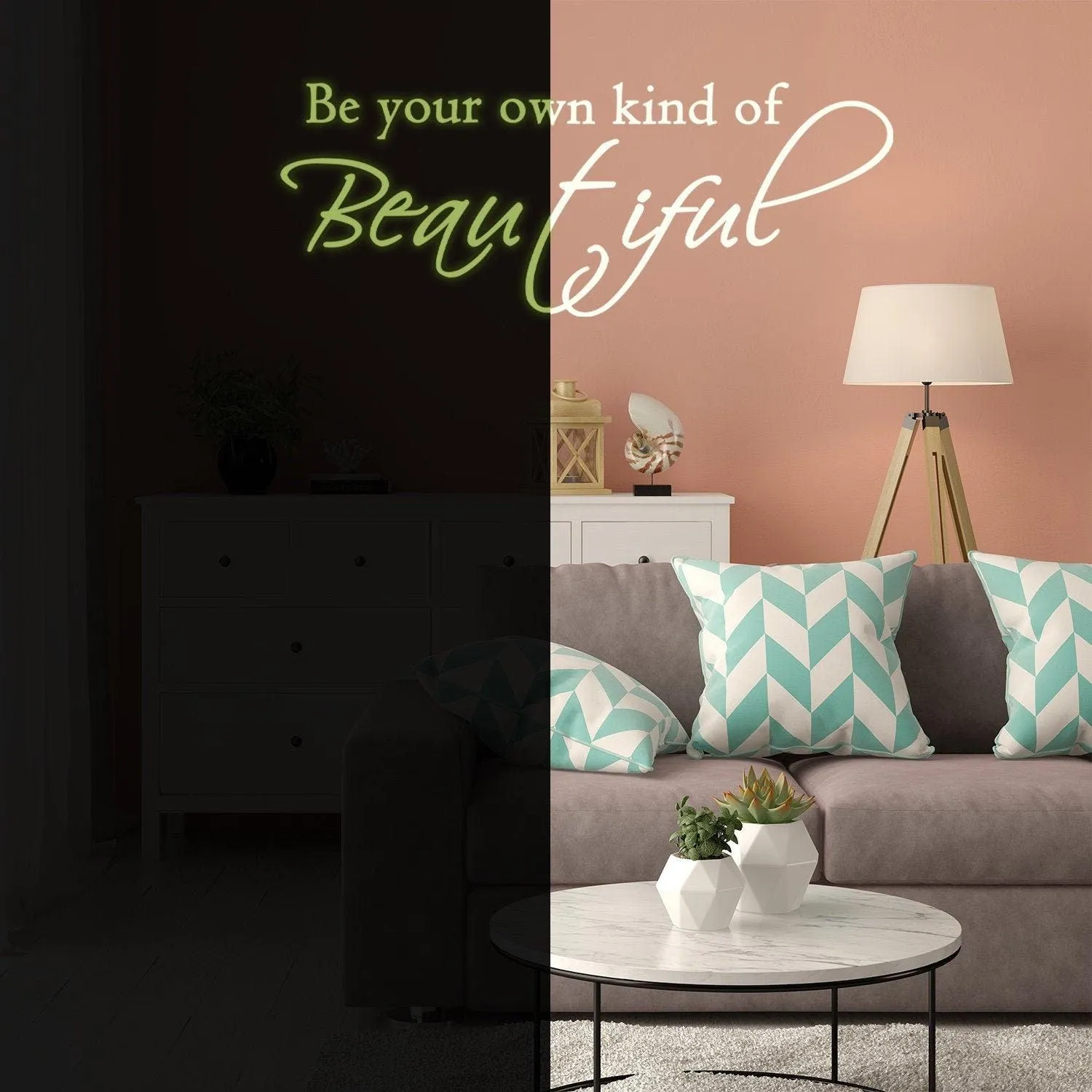 Glow In Dark Beautiful Quote Wall Sticker - Night Glowing Be You Own Kind Of Tiful Beyoutiful Decal
