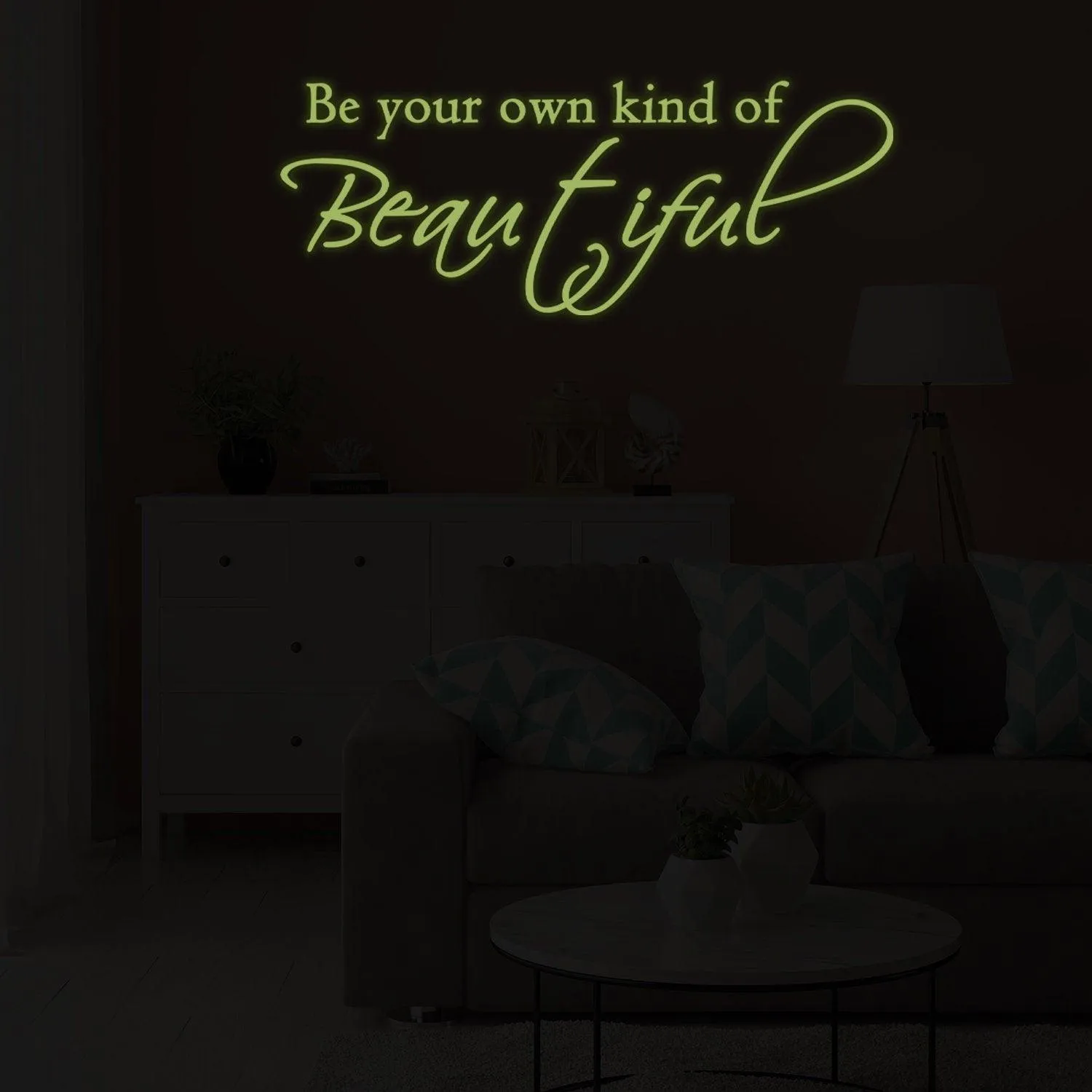 Glow In Dark Beautiful Quote Wall Sticker - Night Glowing Be You Own Kind Of Tiful Beyoutiful Decal
