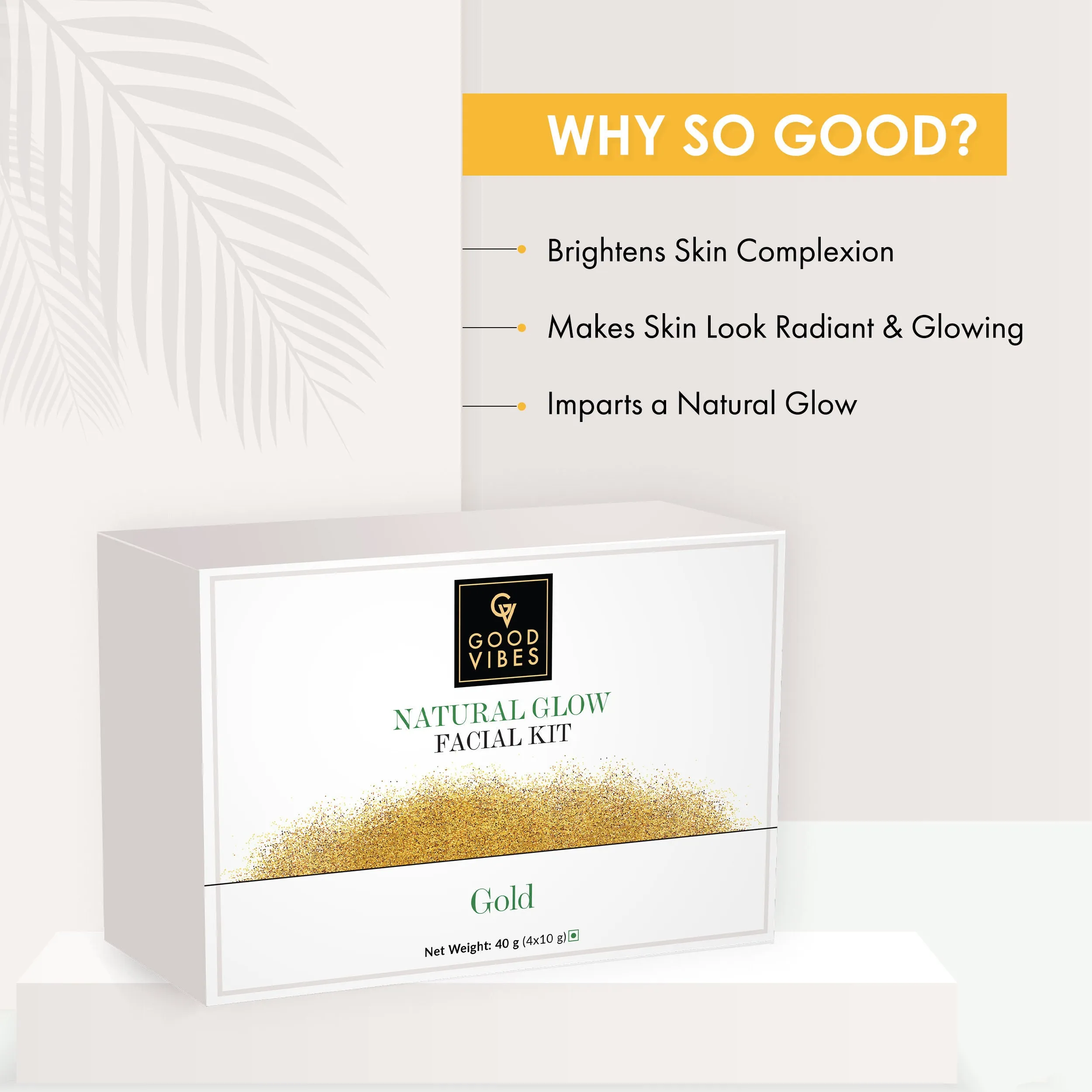 Good Vibes Gold Natural Glow Facial Kit | Glowing, Anti-Ageing | No Parabens, No Animal Testing (40 gm) - Good Vibes Natural Glow Facial Kit - Gold (40 g)