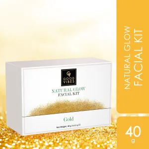 Good Vibes Gold Natural Glow Facial Kit | Glowing, Anti-Ageing | No Parabens, No Animal Testing (40 gm) - Good Vibes Natural Glow Facial Kit - Gold (40 g)