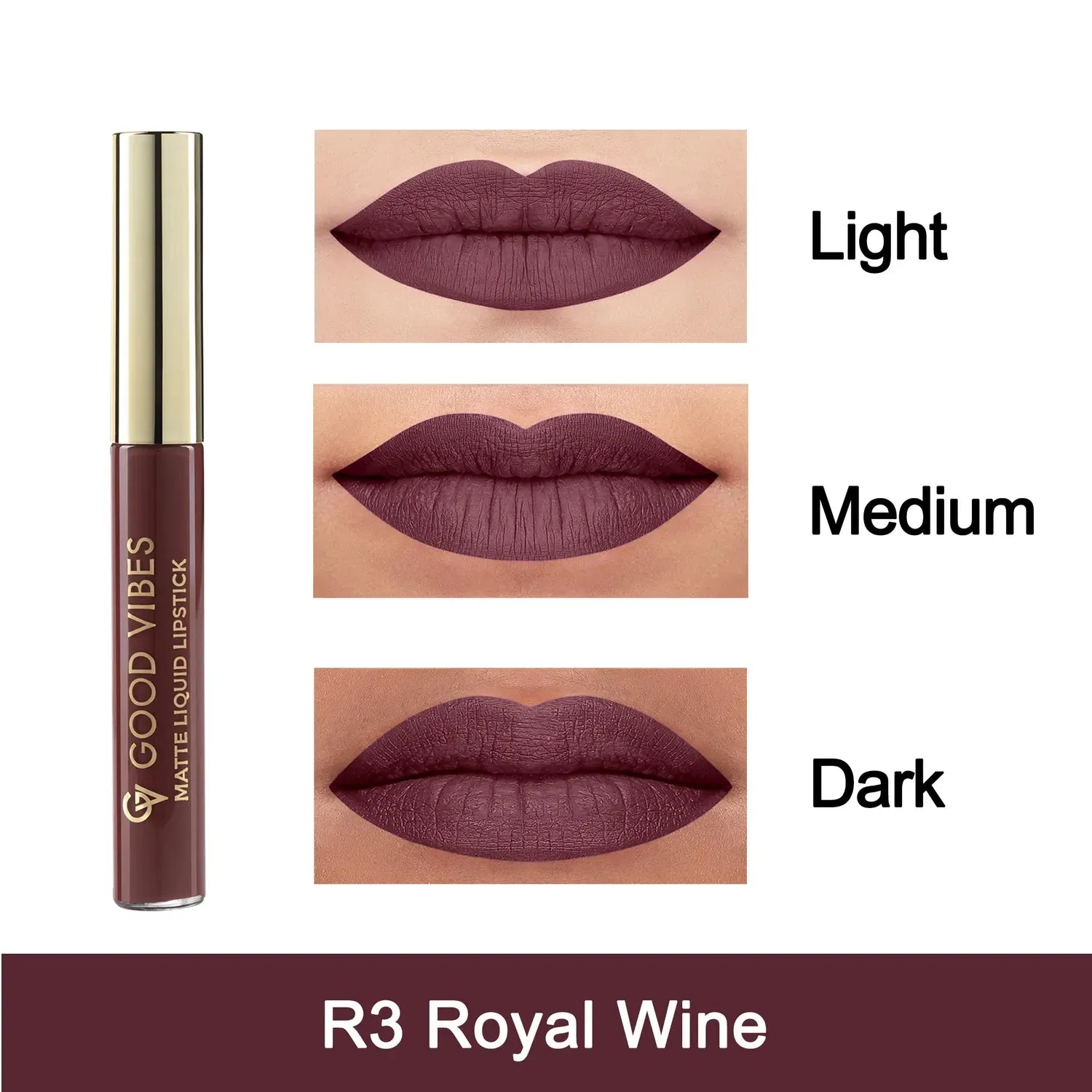 Good Vibes HydraGlow Matte Liquid Lipstick| Jojoba & Vitamin E| Royal Wine (R3) - (5.2ml)
