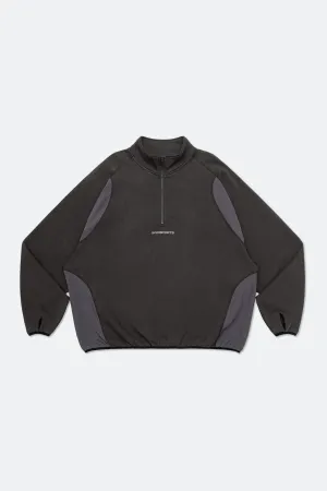 GROSPORTS NYLON PANEL HALF ZIP SWEATER/ CHARCOAL