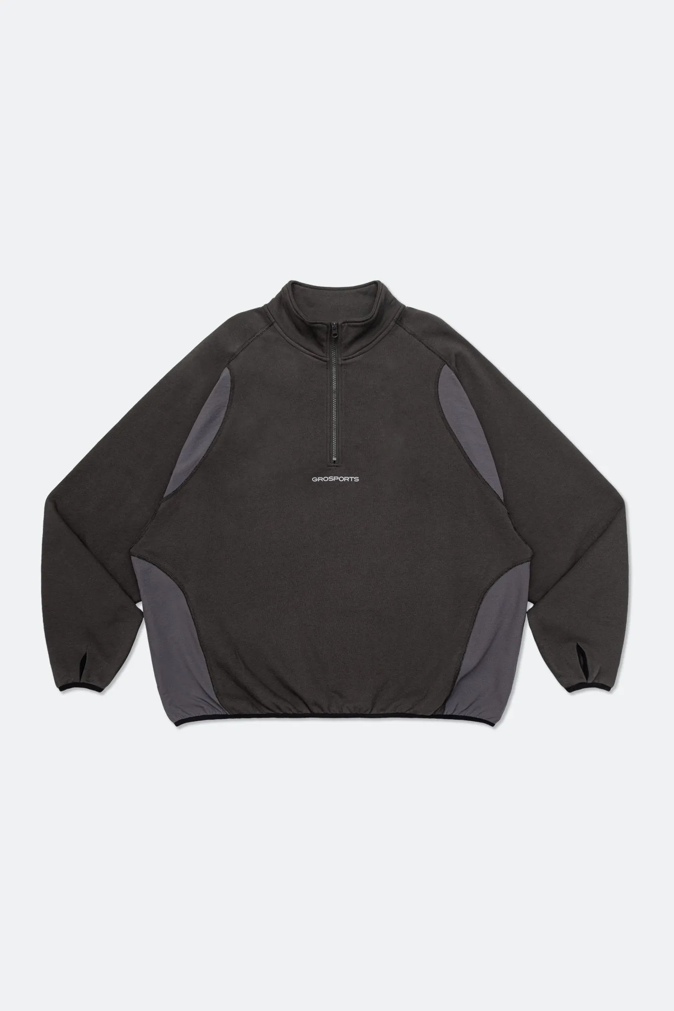 GROSPORTS NYLON PANEL HALF ZIP SWEATER/ CHARCOAL
