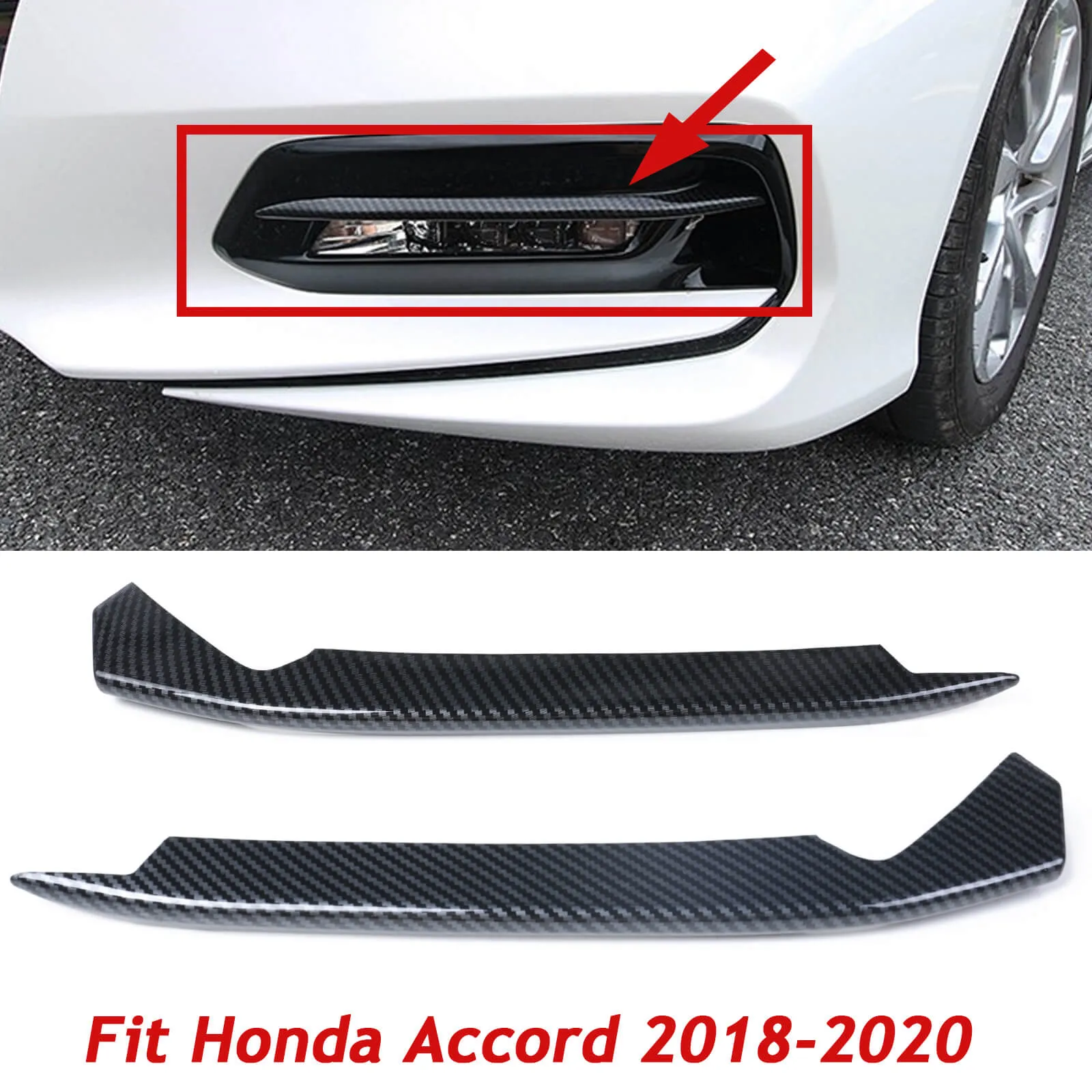 Headlight Front Lamp Eyelid Cover Trim For 2018-2020 Honda Accord, 2Pcs
