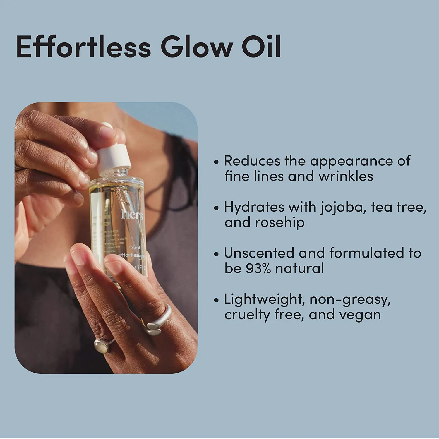 Hers Effortless Glow Face Oil, Lightweight, Hydrating Drops, 1 fl oz