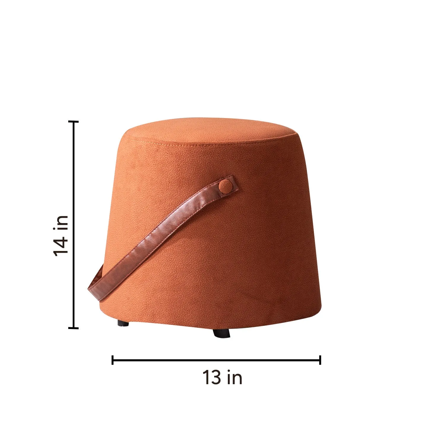Hoist Collection Tan Pouf With Faux Leather Strap