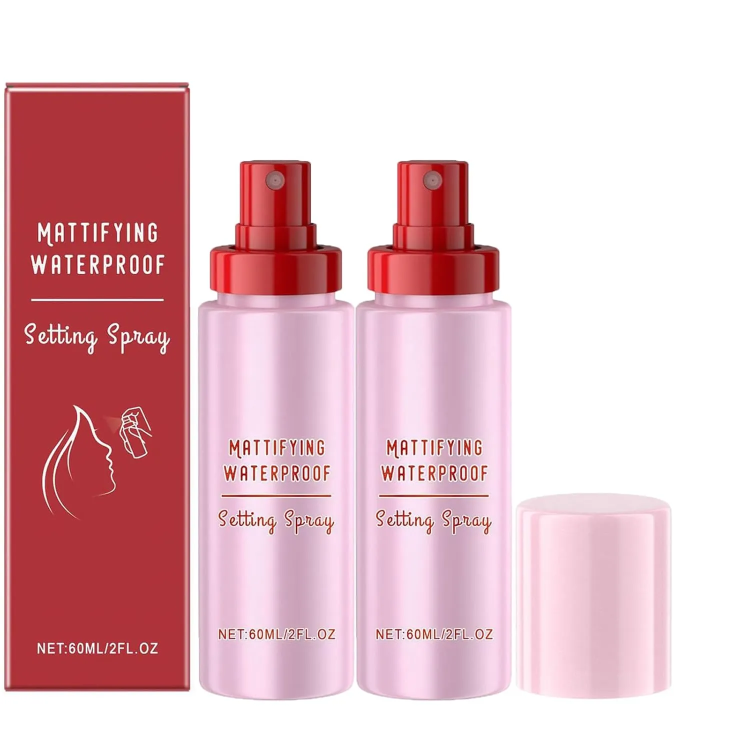 Imaginaryl Powder Glass Setting Spray, Hydrating Makeup Setting Spray For Radiant, Glass-Skin Finish, Imaginary Mattifying Waterproof, Makeup Wear Up To 12 Hours (2pcs)