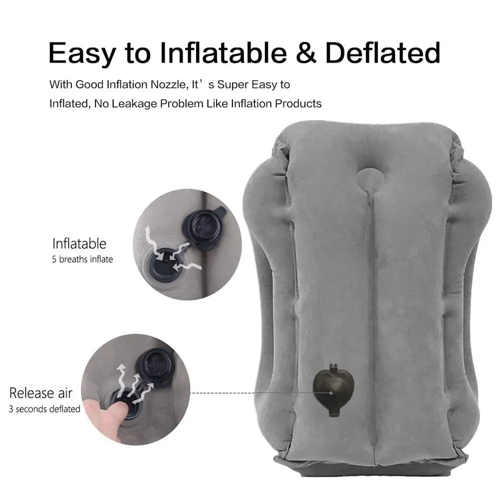 Inflatable Travel Pillow Air Cushion for Airplanes, Trains, Cars and Office Napping