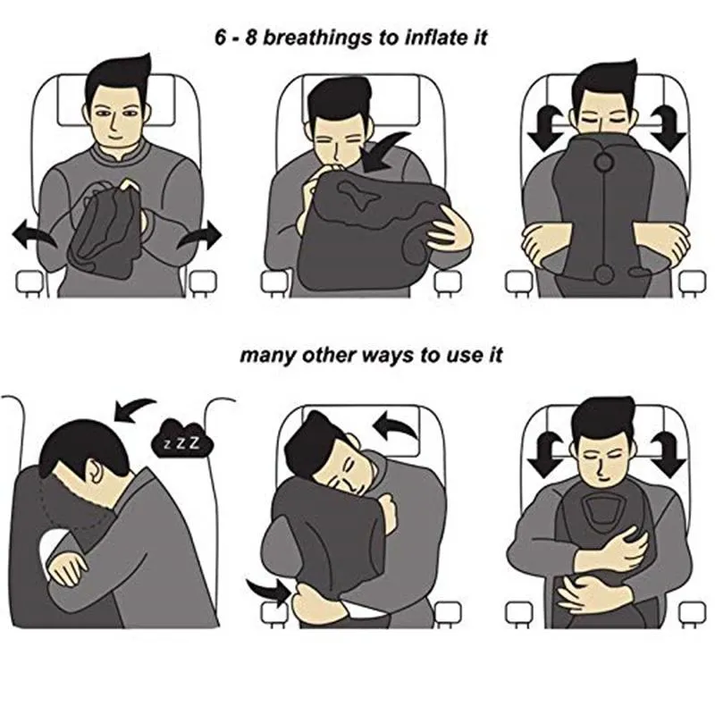 Inflatable Travel Pillow Air Cushion for Airplanes, Trains, Cars and Office Napping