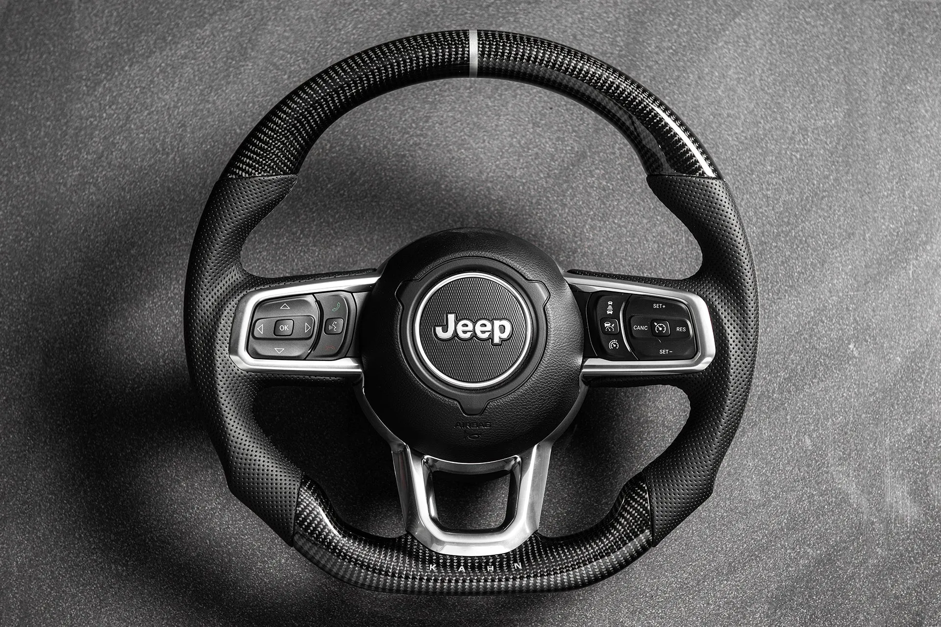 Jeep Wrangler JL (2018-Present) Carbon Sports Steering Wheel with Kahn Lettering