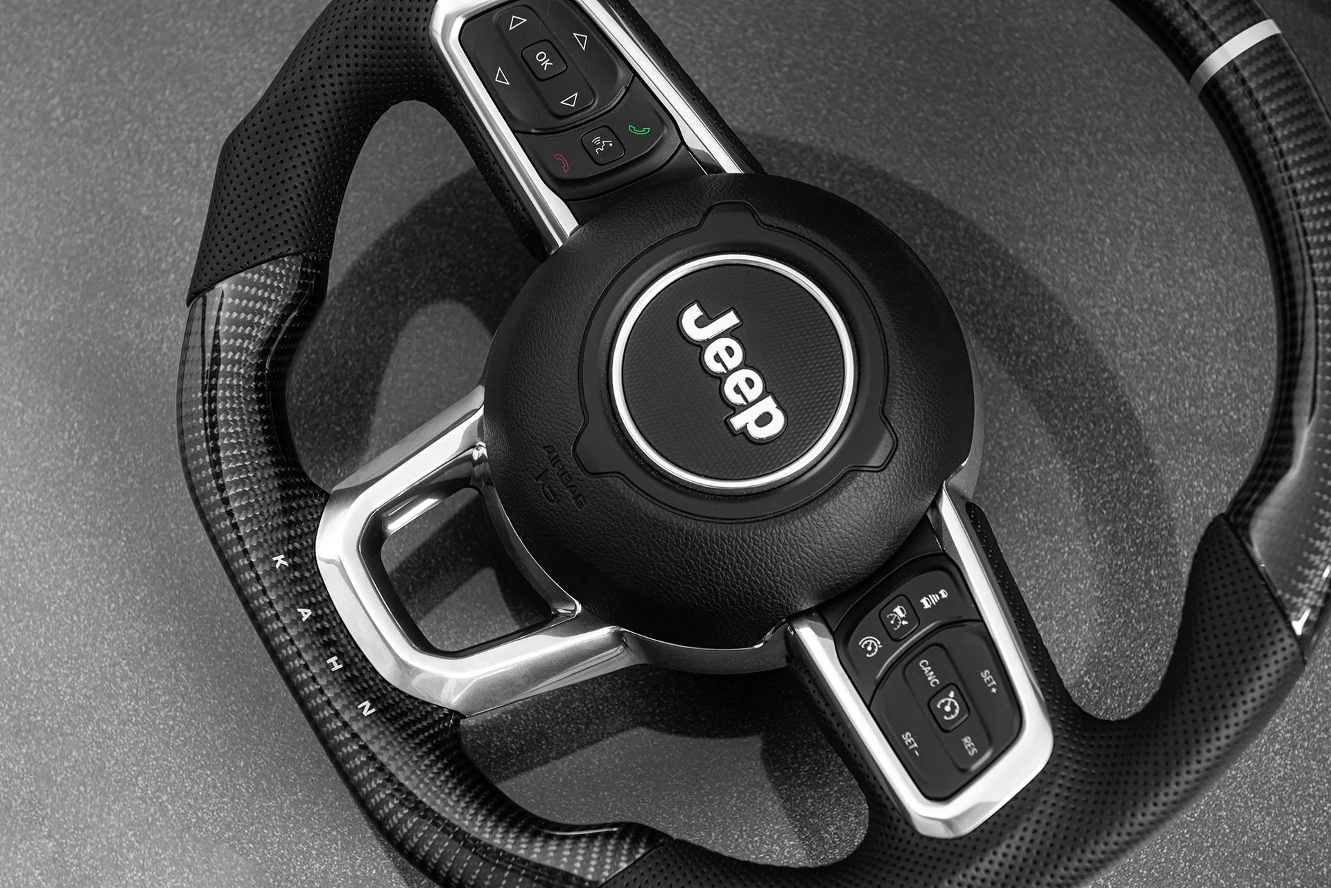 Jeep Wrangler JL (2018-Present) Carbon Sports Steering Wheel with Kahn Lettering