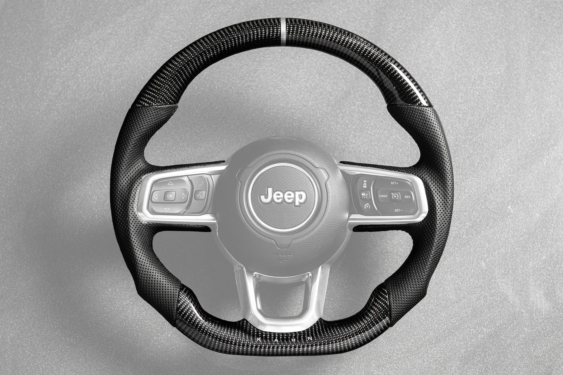 Jeep Wrangler JL (2018-Present) Carbon Sports Steering Wheel with Kahn Lettering