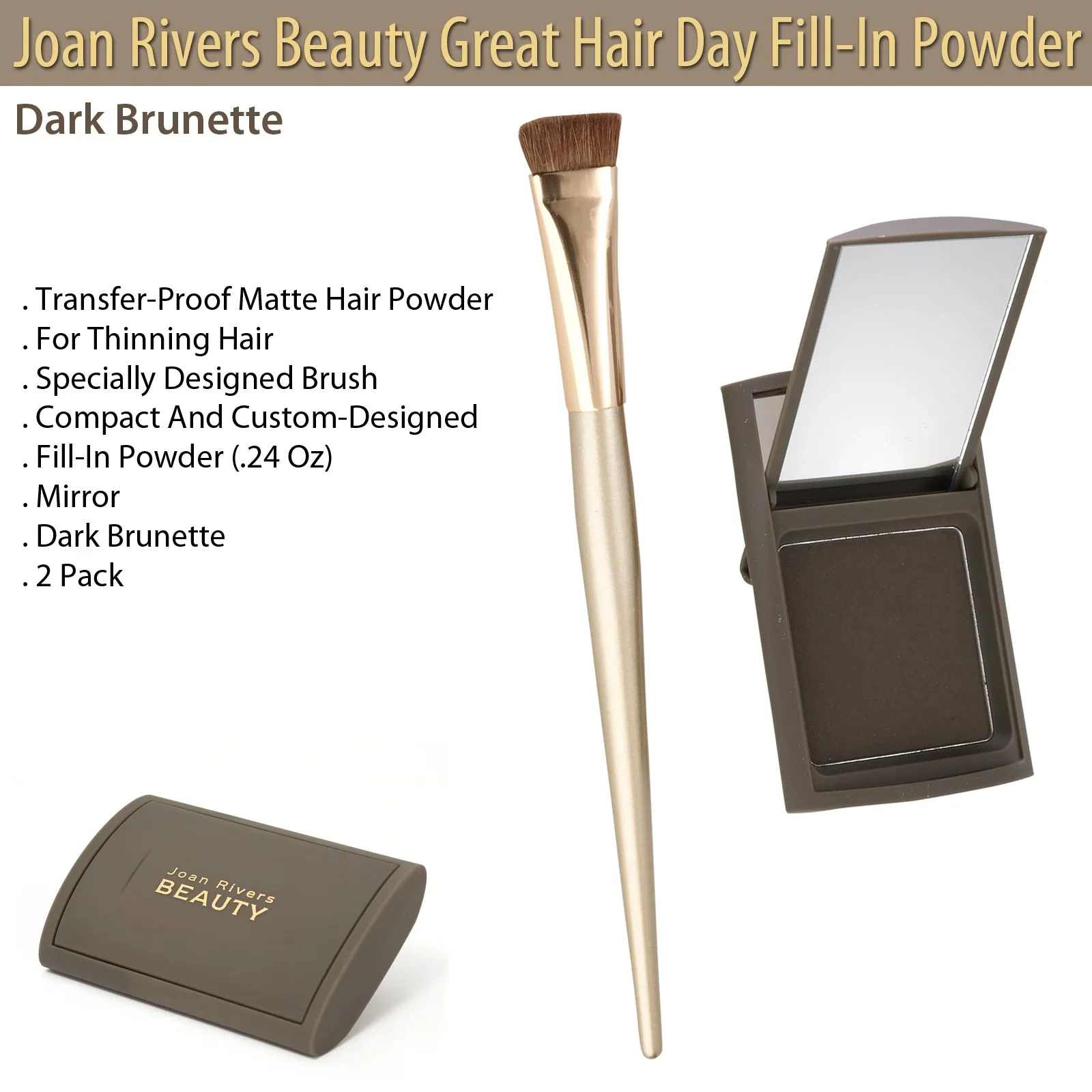 Joan Rivers Beauty Great Hair Day Fill-In Powder - Dark Brunette - Two Pack