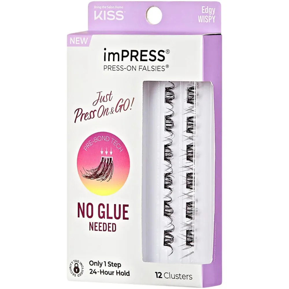 Kiss imPress Press-On Falsies Individual Lashes Black 09 Edgy Wispy 12 Clusters