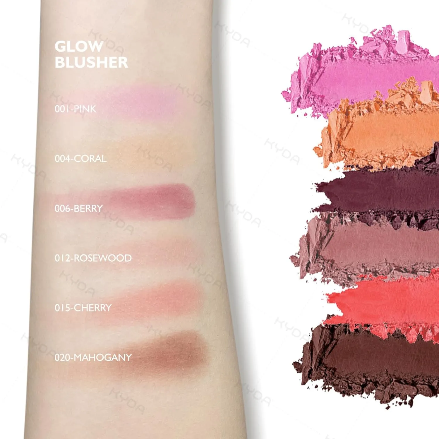 KYDA Berry Powder Blush, Radiant Glow Face Blush, Buildable Matte Cheeks Color, Ultra-fine Lightweight Powder Blusher, Lasting Moisturizing